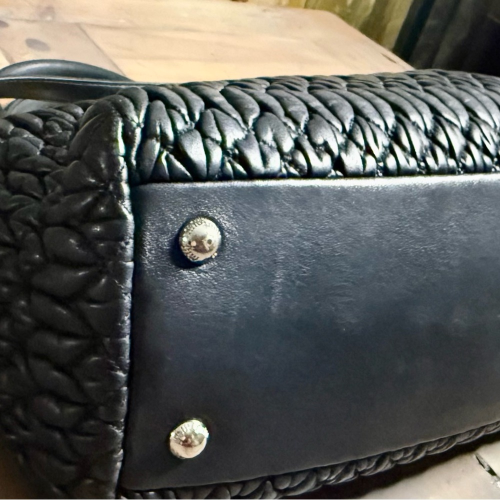 Miu Miu Black Matelassé Nappa Leather Crystal 2-Way Handbag Shoulder Tote Bag - Picture 14 of 16